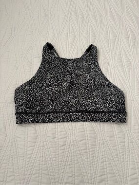 Lululemon Black & White Patterned High Neck Sports Bra
